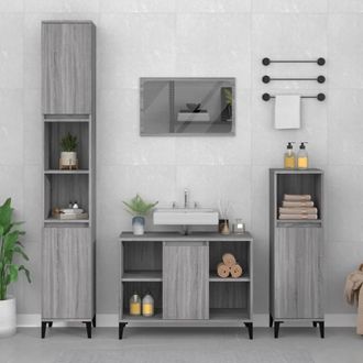 Berkfield Home 3 Piece Bathroom Furniture Set Grey Sonoma Engineered Wood
