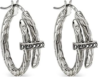 John Hardy sterling silver Spear sapphire hoop earrings