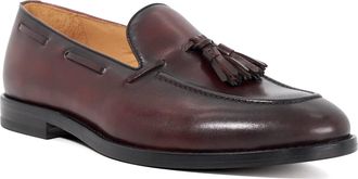 Dune London Mens Sandders - Tassel-Trimmed Loafers - Bordo Leather - Size UK 11