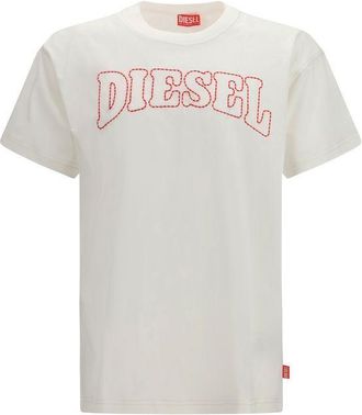 Diesel Witte Katoenen T-Shirt