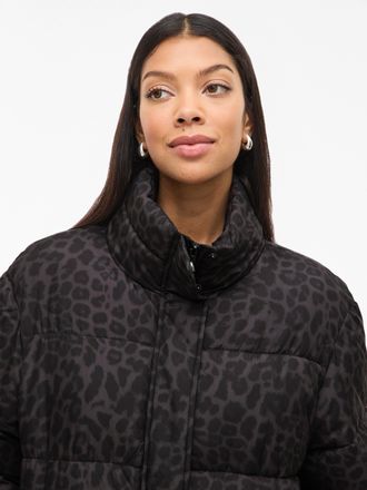 Vila Langmantel VILA VIPUFF L/S PUFFER COAT/PB, Damen, Gr. 34, schwarz beauty aop:leo, Web, Obermaterial: 100% Polyester, bedruckt, regular fit ca. Mitte W