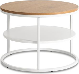 OEM Mesa De Centro Con Estante, La Mejor De 70 Cm, Roble/blanco, Estilo Escandinavo