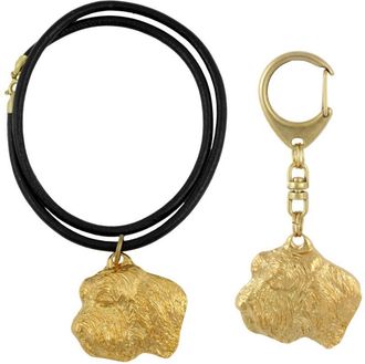 OEM Peque&ntilde;o Basset Griffon Vend&eacute;en, Basset Griffon Vend&eacute;en - Llavero Y Collar Con Perro En Caja, Producto Ba&ntilde;ado En Oro De Alta Calidad, Marca Art-dog