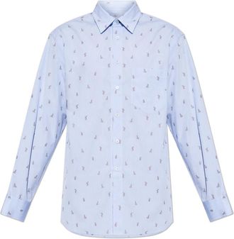 Paul Smith Little Rabbit Fil Coup&eacute; Shirt - Heren - Casual Overhemden - Blauw - L - Katoen - Overhemden