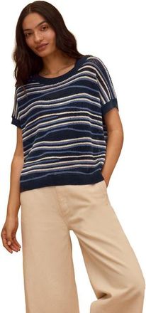 Celtic & Co. Landscape Stripe Knitted Top in Navy Multi at Nordstrom, Size Medium