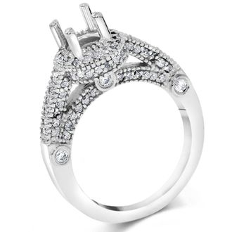 Pompeii3 3/4ct Vintage Halo Ring Setting 14K White Gold Size Selectable