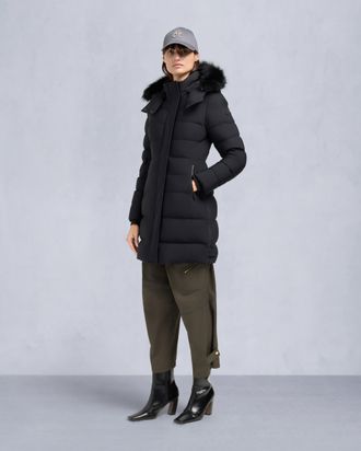 Moose Knuckles Womens Nyluxe Watershed Shearling Trim Parka