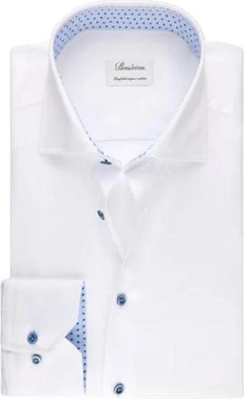 Stenstr&ouml;ms Slimline C75 RM Cuff Contrast Shirt - Heren - Casual Overhemden - Wit - 4XL - Katoen - Overhemden