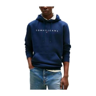 Tommy Hilfiger Hoodies, male, Blue, Size: S Linear Logo Hoodie