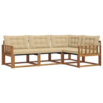 vidaXL Conjunto De Sof&aacute;s De Exterior Con Coj&iacute;n 4 Pcs Natural Y Beige Vidaxl