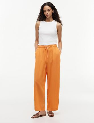 Tommy Hilfiger Womens Lightweight Linen-Blend Pull-On Pant - Papaya Ray - XXS