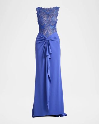 Tadashi Shoji Evelise Ruffled Lace Gown