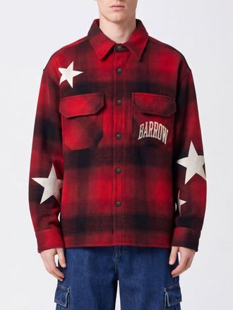 Barrow Giacca-camicia in flanella di lana a quadri con stampa logo