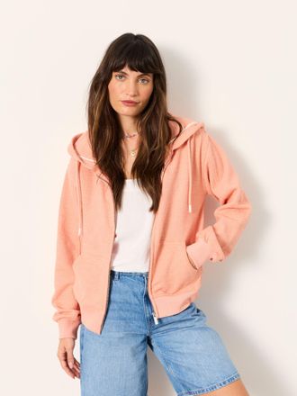 Fat Face FatFace Flora Coral Pink Zip Through Hoodie