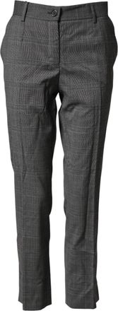 Dolce & Gabbana Womens Dark Gray Check Tartan Virginwool Dress Pants Virgin Wool
