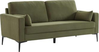 Sweeek Sof&aacute; de pana con patas de metal de 3 plazas, kaki oscuro