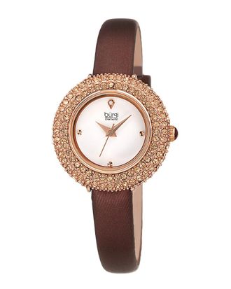 Bürgi Burgi Womens Satin Over Leather Diamond Watch