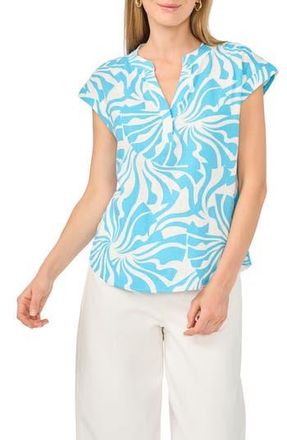 Vince Camuto Split Neck Cap Sleeve Top in Nile Blue at Nordstrom Rack, Size X-Small