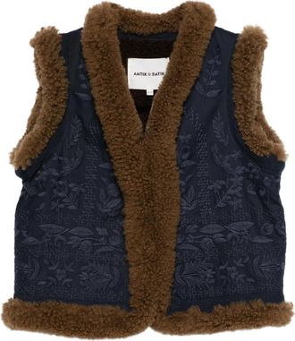 Antik Batik Gilet con ricamo a fiori - Blu