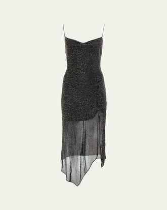 Alice & Olivia Harmony Embellished Draped Midi Dress
