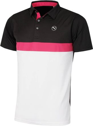 Puma Puma Golf Mens Pure Colour Block Polo Shirt - White Glow/Puma Black - L