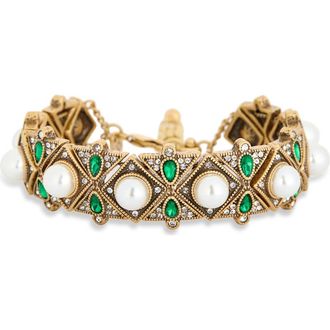 Kenneth Jay Lane Crystal & Faux Pearl Bracelet in Gold at Nordstrom Rack