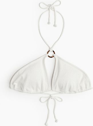 H&M Wattiertes Neckholder-Bikinitop - White
