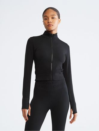 Calvin Klein Womens Performance Seamless Mock Neck Jacket - Black - XL