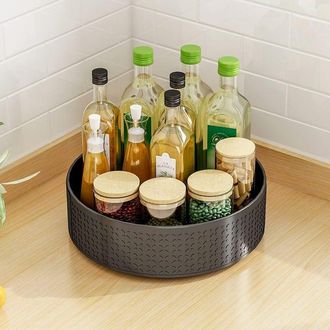 OEM Estante Giratorio Para Especias, Estante Giratorio Para Especias De Acero Al Carbono, Estante Para Especias, Armario De Cocina Negro