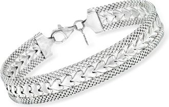 Ross-Simons Italian Sterling Silver Heart-Motif Bracelet