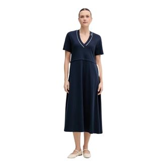 Joop Tomika Midi Jurk - Dames - Casual kleedjes - Blauw - S - Katoen - Kleedjes