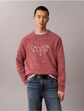 Calvin Klein Jeans Calvin Klein Mens CK NYC Crewneck Sweater - Red - 2XL