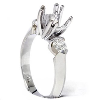 Pompeii3 Pear Shape Diamond Engagement Mount Ring Setting 14K White Gold Size Selectable