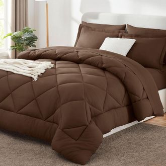No Brand Juego De Edred&oacute;n Queen Marr&oacute;n - Juego De Cama Completo Tama&ntilde;o Queen, Juego De Cama Suave Y Lujoso Para Todas Las Estaciones, Juego De Cama, S&aacute;banas, F