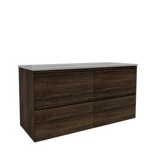 Saniclass Holz Pure Badkamermeubelset - 120x45x60cm - keramische wastafel wit - 2 wasbakken - zonder kraangaten - 4 lades - Charcoal