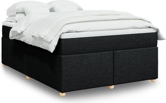 vidaXL Cama Box Spring Con Colch&oacute;n Tela Negro 140x200 Cm Vidaxl