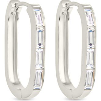 Sterling Forever Roxanne Cubic Zirconia Hoop Earrings in Silver at Nordstrom Rack