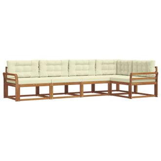 vidaXL Conjunto De Sof&aacute;s De Exterior Con Coj&iacute;n 5 Pcs Natural Y Crema Vidaxl