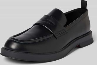 HUGO BOSS Penny-Loafer aus Leder mit Zugschlaufe Modell Lenner in Black, Größe 44