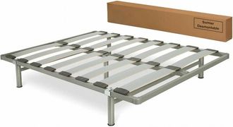 HOGAR 24 Hogar24 - Somier Desmontable Con Estructura Met&aacute;lica Reforzada 40x30mm, Laminas De Haya Vaporizada, Pintura Epoxi Gris, Facil Montaje, 160x190 Cm