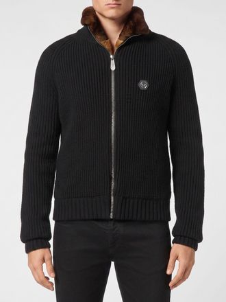 Philipp Plein Cardigan di lana shearling