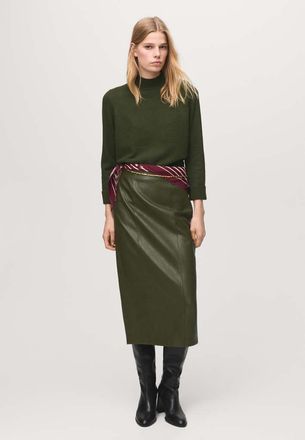 Mango Pullover collo perkins bottoni kaki - Donna - XS - MANGO