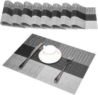 OEM Manteles Individuales (juego De 8) - Manteles Individuales Lavables - Resistentes Al Calor, A Los Ara&ntilde;azos Y Lavables - Manteles Individuales Grises, 
