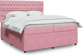 vidaXL Vidaxl - Cama Box Spring Con Colch&oacute;n Terciopelo Rosa 200x200 Cm