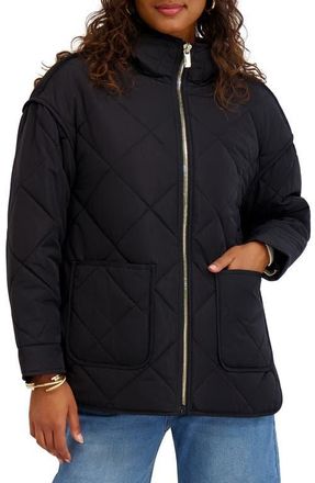 Kensie Water Repellent Diamond Quilted Jacket in Black at Nordstrom, Size X-Large