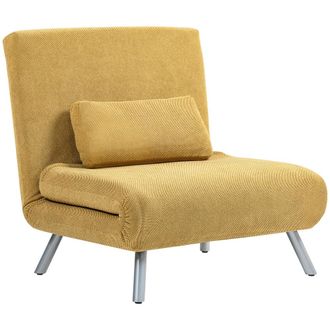 HOMCOM Sof&aacute; cama individual 80x75x83 cm amarillo
