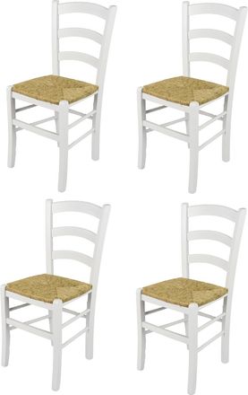 Tommychairs Tommychairs 4 Sillas Venezia En Haya Blanca Y Asiento De Paja