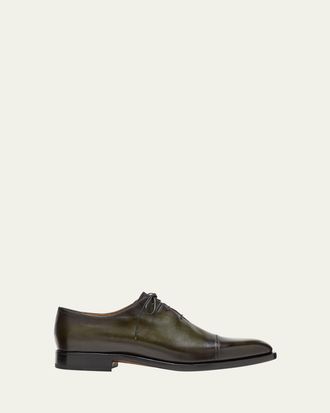 Berluti Mens Equilibre Cap-Toe Leather Oxfords