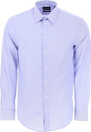 Emporio Armani Formal Shirt - Heren - Zakelijke Overhemden - Blauw - 4XL - Katoen - Overhemden