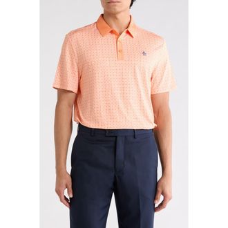 Original Penguin Layered Windowpane Print Knit Polo in Melon at Nordstrom Rack, Size Xx-Large